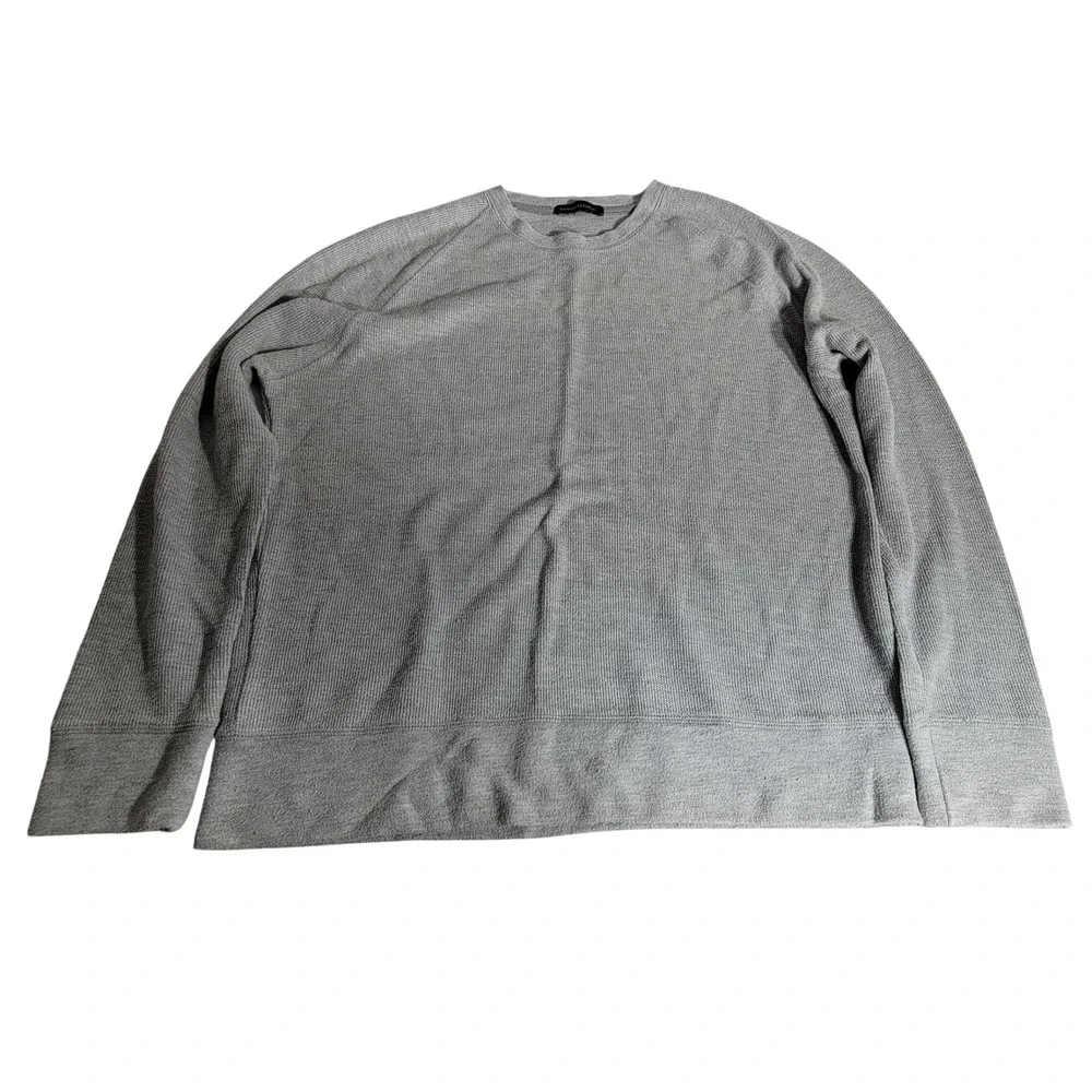 Banana Republic Mens Grey Waffle Knit Thermal Long Sleeve Crew Neck Shirt 2XL